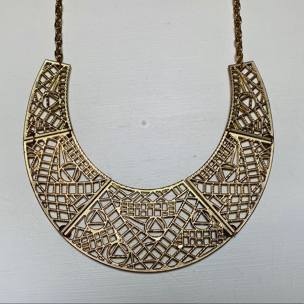 Geometric Statement Necklace in Gold - Picture 4 of 9